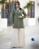 مانتو کتان لمه گلدوزی نگین لوزی ۱۵۹۰کد کالا ۸۴۱۱