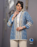 مانتو جین پولکی نواری ۱۶۴۰کد کالا ۸۴۵۸