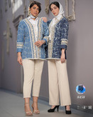 مانتو جین پولکی نواری ۱۶۴۰کد کالا ۸۴۵۸