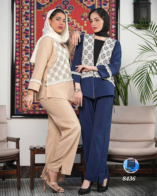 مانتو شلوار خرج کار هندی پفکی ۱۶۲۴کد کالا ۸۴۳۶