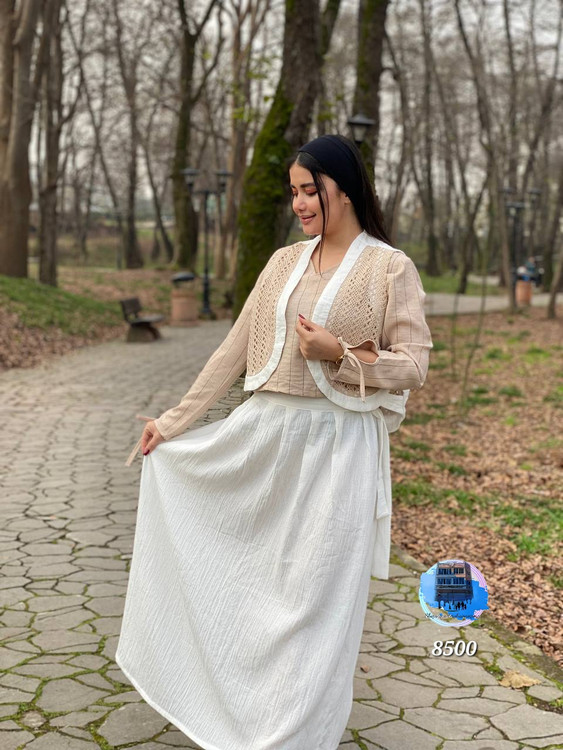 ست سه تیکه دامن شومیز جلیقه کد کالا ۸۵۰۰