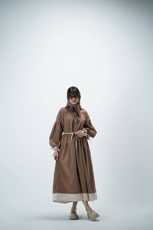 پیراهن بلند لنین ترکیبی الما کد کالا ۸۵۱۴