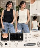 ✨ تاپ یقهگرد نگین گل | کد ۹۱۸۳ 🖤🤍 بافت فوقالعاده باکیفیت 🌸 طراحی ظریف با نگین گل 👌 کشسانی بالا و تنخور راحت 📏 مناسب سایز ۳۶ تا ۴۴ 🎨 مشکی و شیری 🛍️ سفارش آنلاین: www.shamaeishop.ir